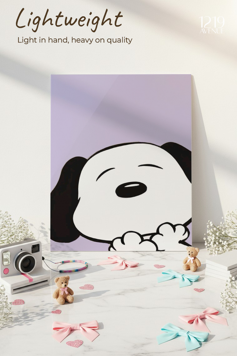 Printed 4K Ultra Gloss Metal Frame A3 Size | Sleepy Pup Print | 1.2mm Premium Thickness Wall Frame (12x18 Inches)
