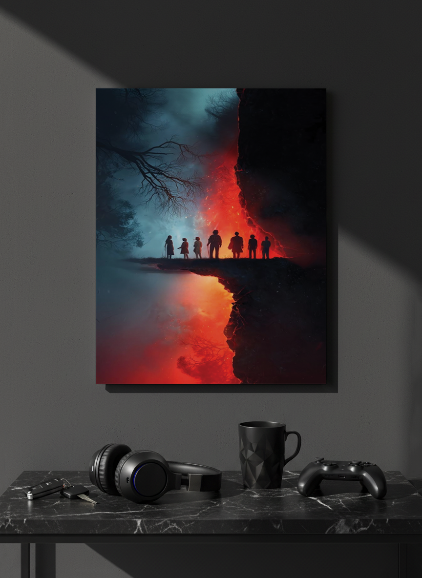 Printed 4K Ultra Gloss Metal Frame A3 Size | STRANGER THINGS-Parralel Edge Print | 1.2mm Premium Thickness Wall Frame (12x18 Inches)