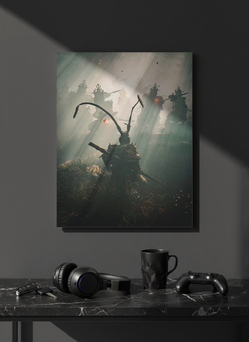 Printed 4K Ultra Gloss Metal Frame A3 Size | Spirit of the Samurai Print | 1.2mm Premium Thickness Wall Frame (12x18 Inches)