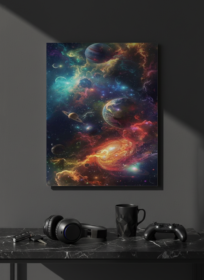 Printed 4K Ultra Gloss Metal Frame A3 Size | Cosmic Dreamscape Print | 1.2mm Premium Thickness Wall Frame (12x18 Inches)