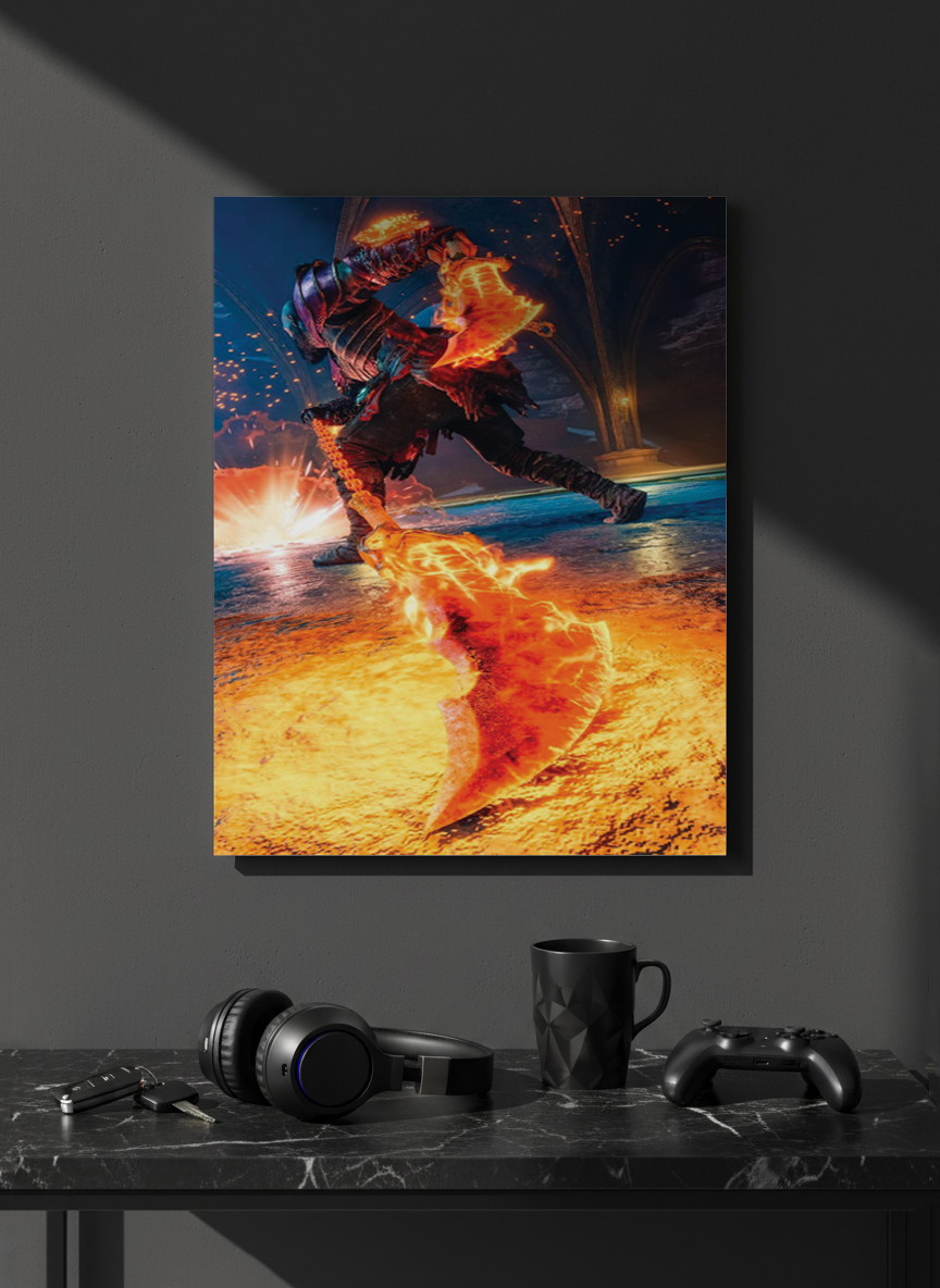 Printed 4K Ultra Gloss Metal Frame A3 Size | Flame Rage Unleashed Print | 1.2mm Premium Thickness Wall Frame (12x18 Inches)