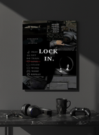 Printed 4K Ultra Gloss Metal Frame A3 Size | Lock In Mentality Print | 1.2mm Premium Thickness Wall Frame (12x18 Inches)