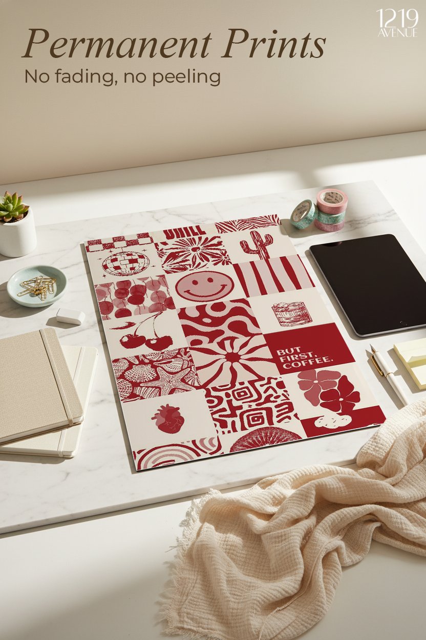 Printed 4K Ultra Gloss Metal Frame A3 Size | Scarlet Collage Print | 1.2mm Premium Thickness Wall Frame (12x18 Inches)
