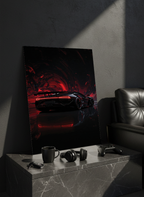 Printed 4K Ultra Gloss Metal Frame A3 Size | Midnight Redline Print | 1.2mm Premium Thickness Wall Frame (12x18 Inches)