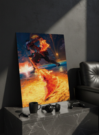 Printed 4K Ultra Gloss Metal Frame A3 Size | Flame Rage Unleashed Print | 1.2mm Premium Thickness Wall Frame (12x18 Inches)