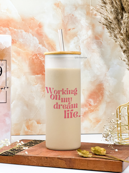 Frosted Grande Sipper 650ml| Dream Life Print| 20oz Tall Tumbler with Straw and Lid
