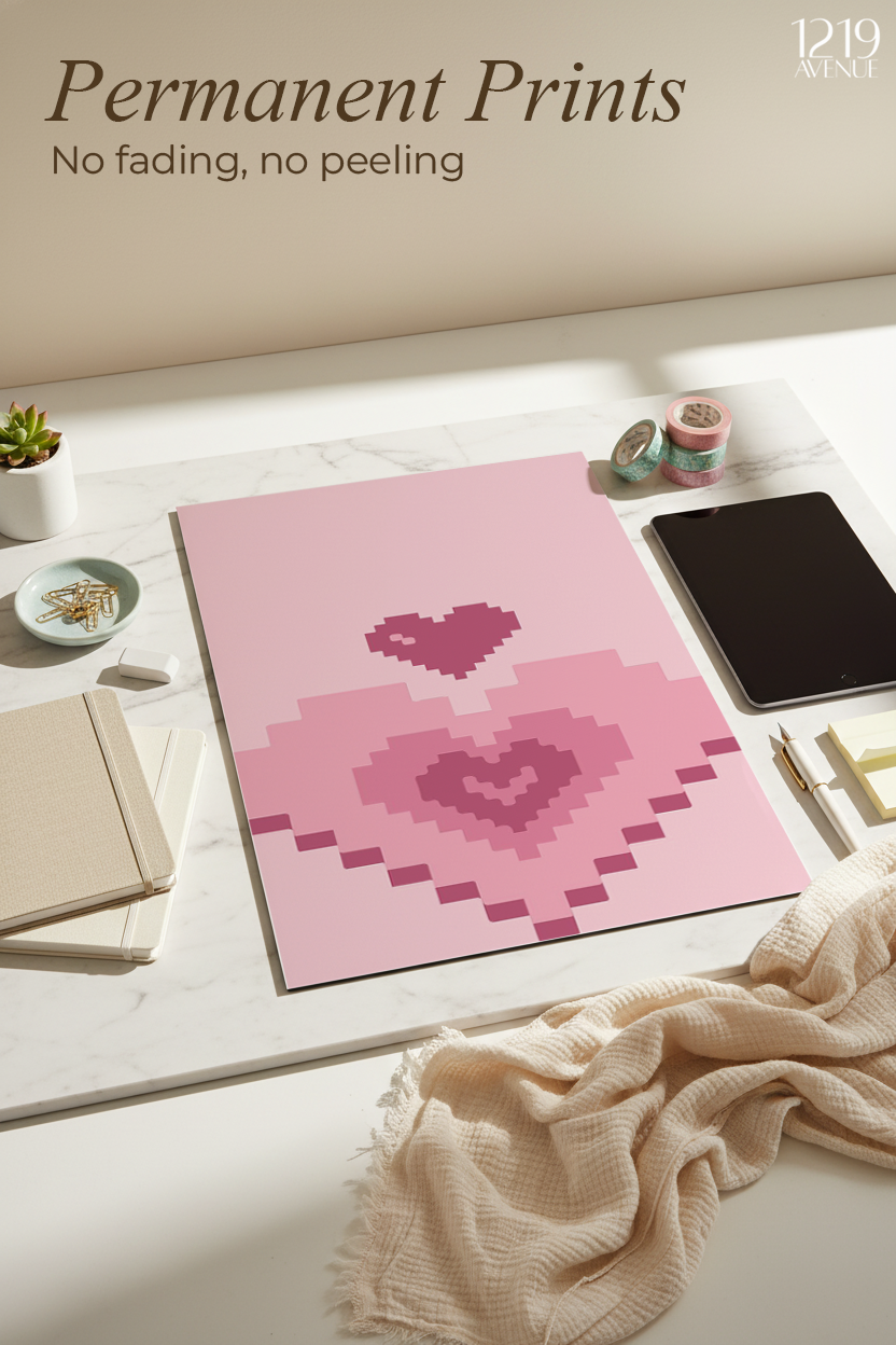Printed 4K Ultra Gloss Metal Frame A3 Size | Heart Design | 1.2mm Premium Thickness Wall Frame (12x18 Inches)