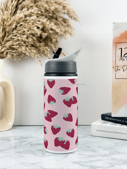 600ml Printed Fun-Sip Water Bottle | Berries Burst Print | For Kids, School, Sports | Sipper Bottle with Carry Handle, Durable & Stylish