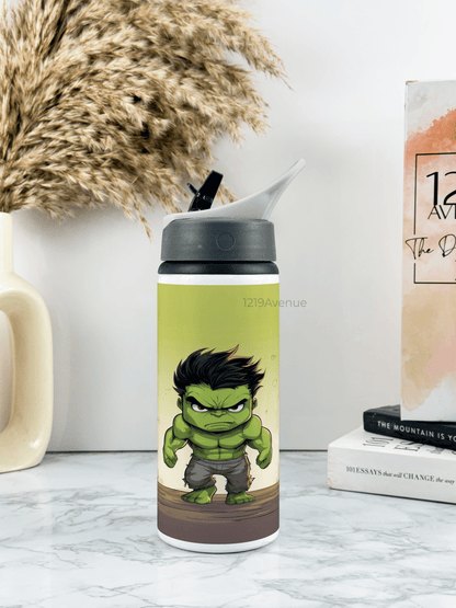 600ml Printed Fun-Sip Water Bottle | Hulk Print | For Kids, School, Sports | Sipper Bottle with Carry Handle, Durable & Stylish