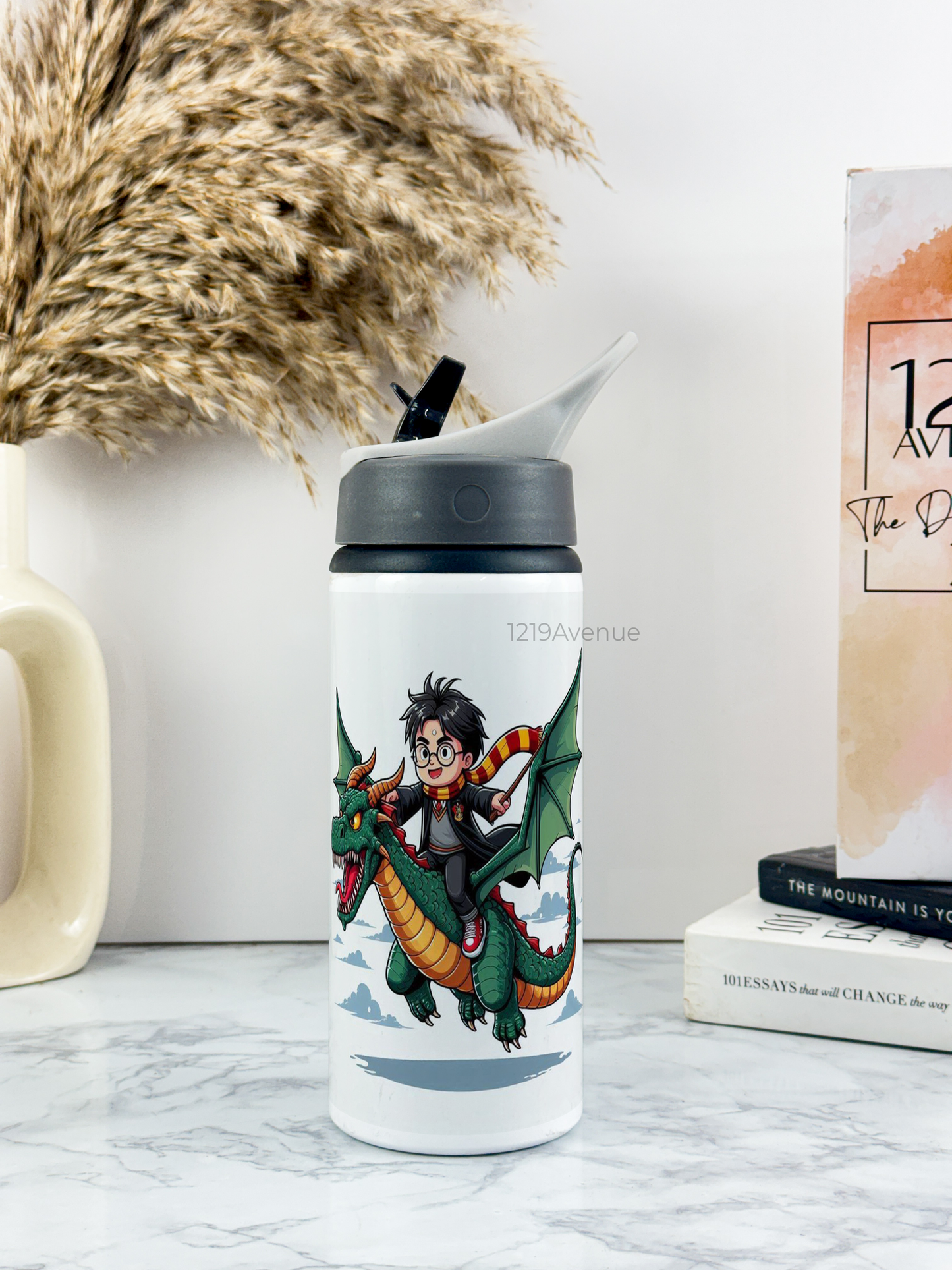 600ml Printed Fun-Sip Water Bottle | Magical Harry Print | For Kids, School, Sports | Sipper Bottle with Carry Handle, Durable & Stylish