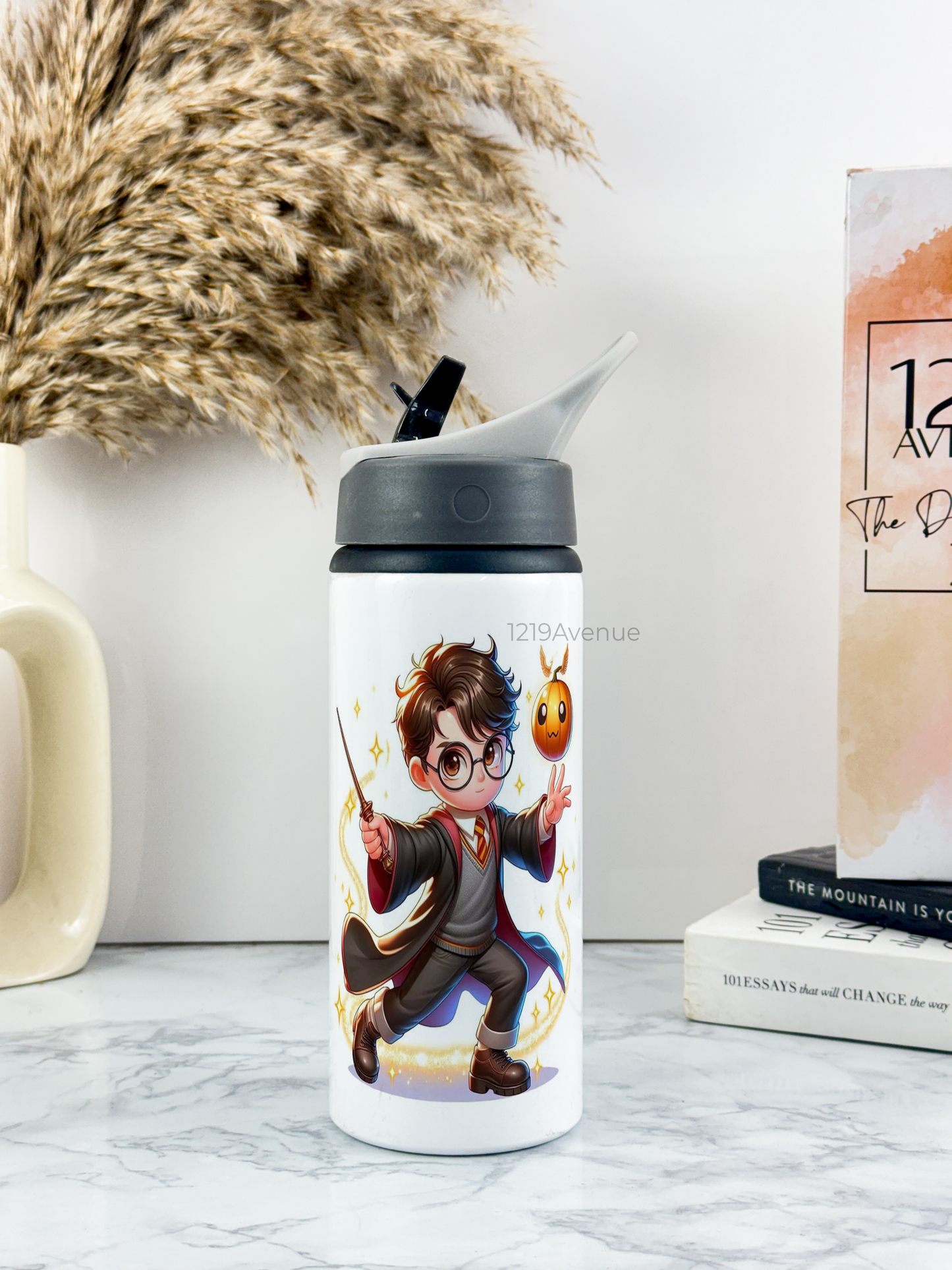 600ml Printed Fun-Sip Water Bottle | Harry Porter Cute Print | For Kids, School, Sports | Sipper Bottle with Carry Handle, Durable & Stylish