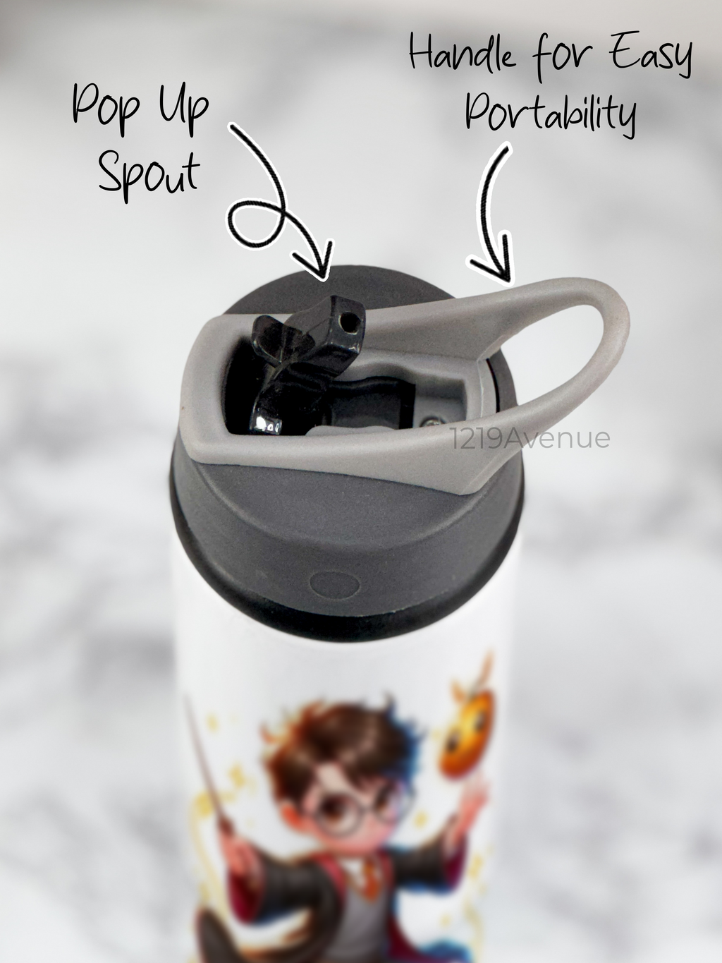 750ml Printed Fun-Sip Water Bottle | Harry Porter Cute Print | For Kids, School, Sports | Sipper Bottle with Carry Handle, Durable & Stylish