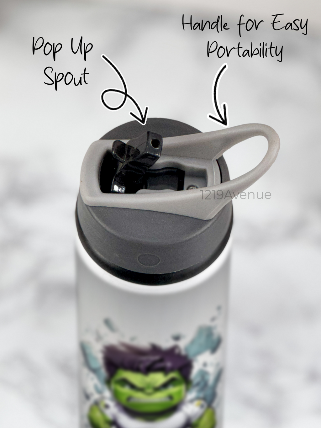 750ml Printed Fun-Sip Water Bottle | Cute Hulk Print | For Kids, School, Sports | Sipper Bottle with Carry Handle, Durable & Stylish