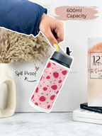 750ml Printed Fun-Sip Water Bottle | Strawberry Mania Print | For Kids, School, Sports | Sipper Bottle with Carry Handle, Durable & Stylish