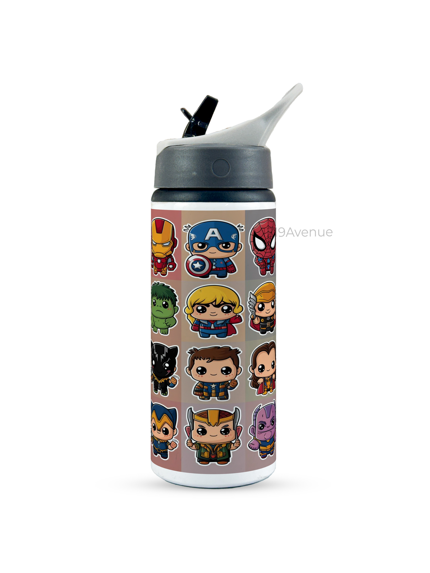 600ml Printed Fun-Sip Water Bottle | Marvelous Marvel Print | For Kids, School, Sports | Sipper Bottle with Carry Handle, Durable & Stylish