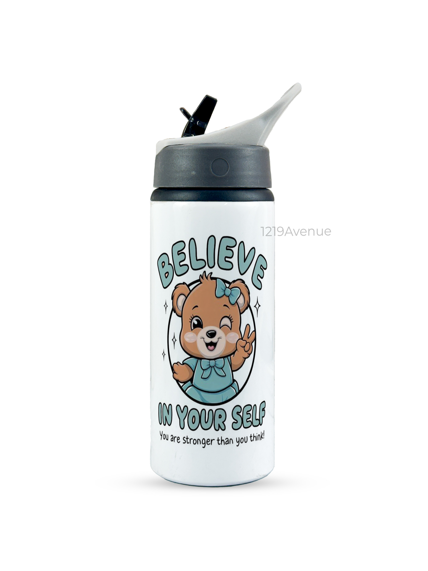 600ml Printed Fun-Sip Water Bottle | Believe In Yourself Print | For Kids, School, Sports | Sipper Bottle with Carry Handle, Durable & Stylish