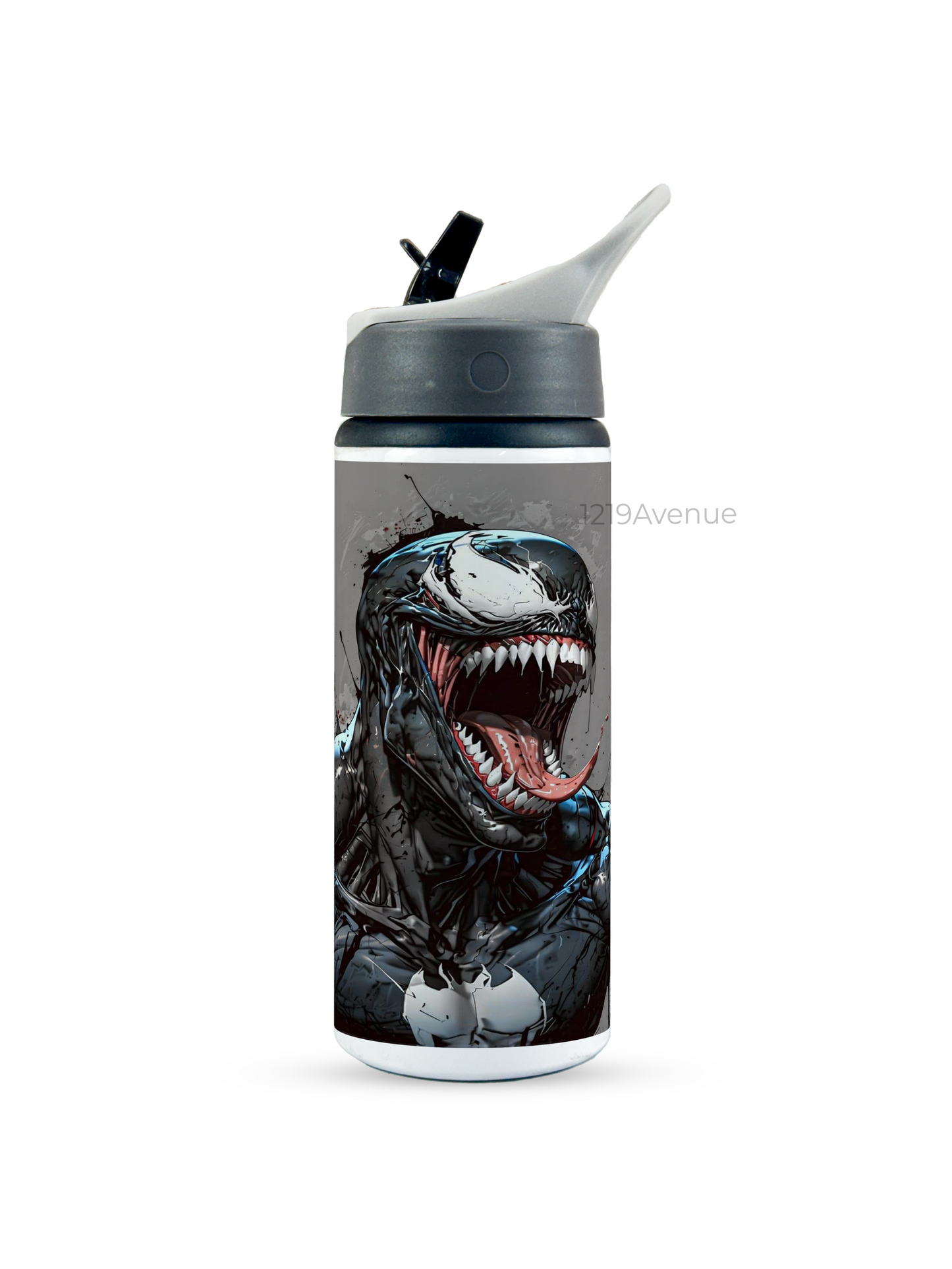 600ml Printed Fun-Sip Water Bottle | Venom Print | For Kids, School, Sports | Sipper Bottle with Carry Handle, Durable & Stylish