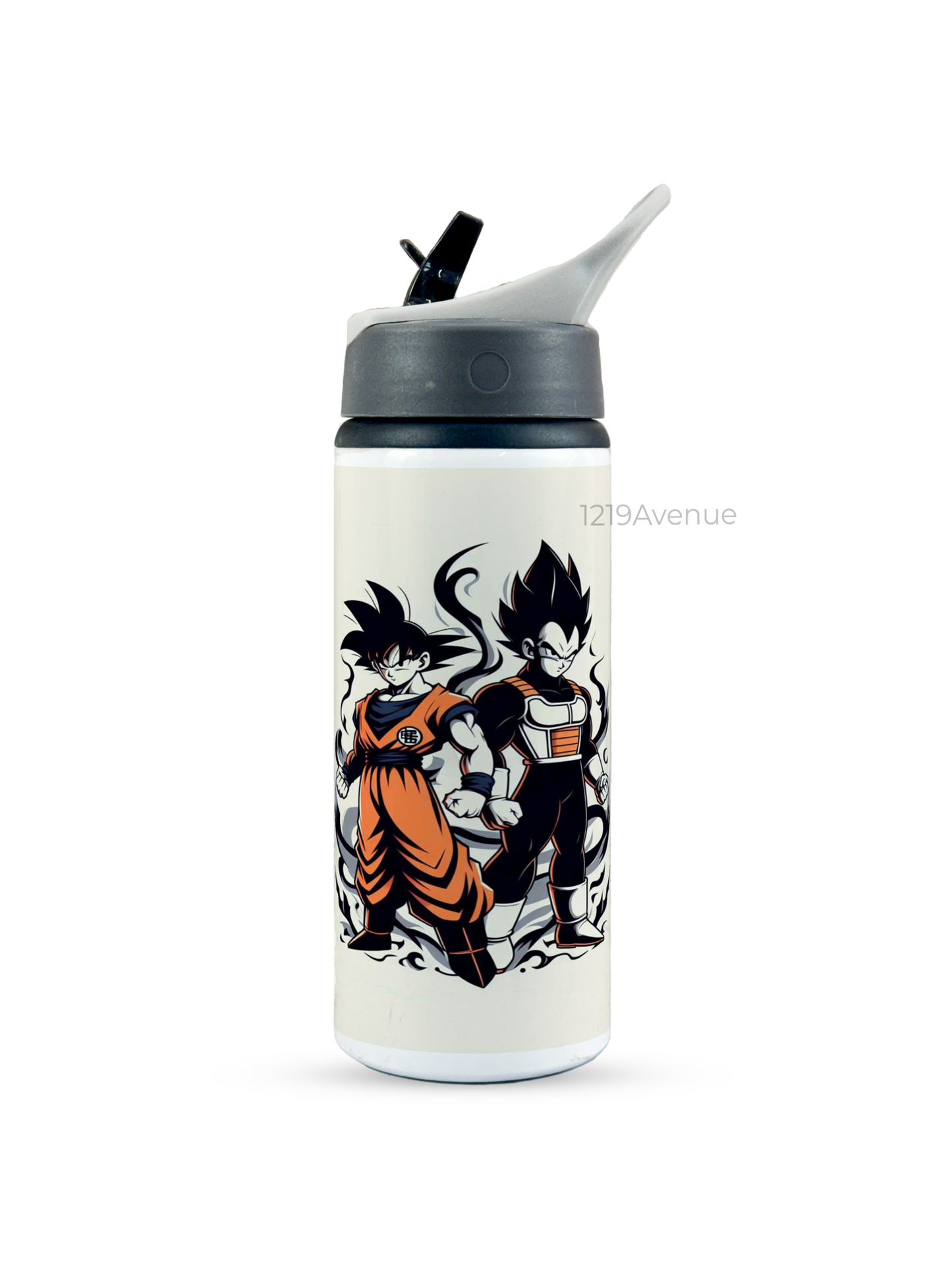 600ml Printed Fun-Sip Water Bottle | Vegeta Goku Print | For Kids, School, Sports | Sipper Bottle with Carry Handle, Durable & Stylish