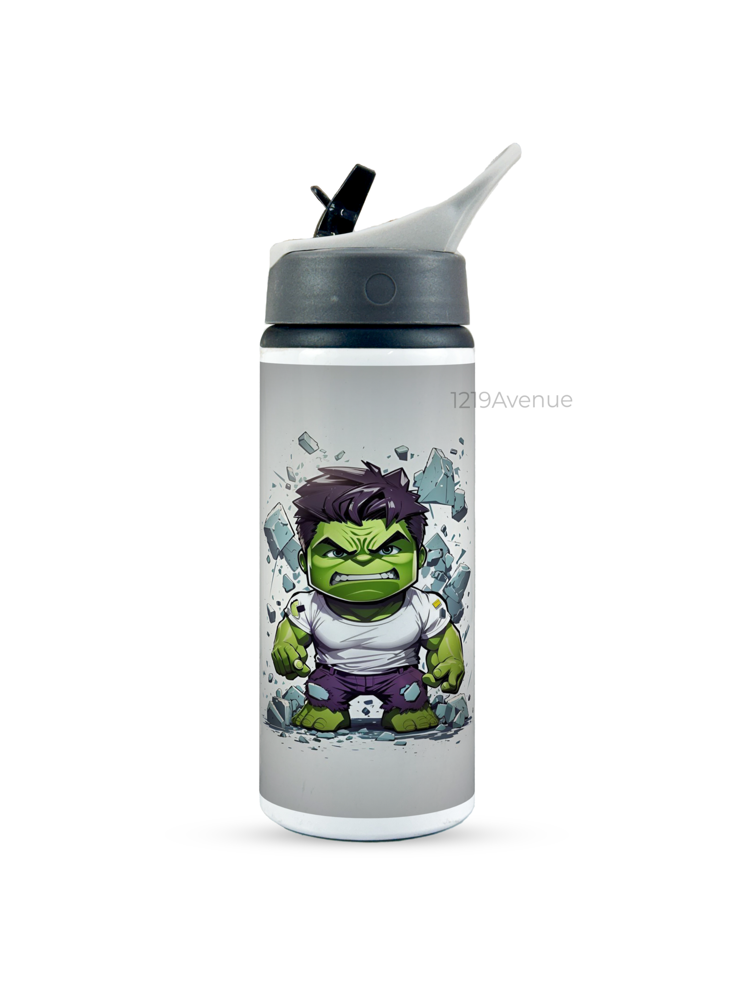 750ml Printed Fun-Sip Water Bottle | Cute Hulk Print | For Kids, School, Sports | Sipper Bottle with Carry Handle, Durable & Stylish