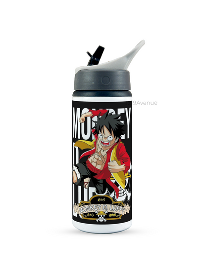 600ml Printed Fun-Sip Water Bottle | Cool Luffy Print | For Kids, School, Sports | Sipper Bottle with Carry Handle, Durable & Stylish