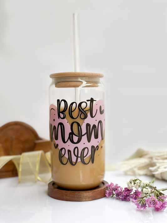 Can Shaped Sipper 500ml| Best Mom Ever Print | 18oz Can Tumbler with lid, straw and coaster.