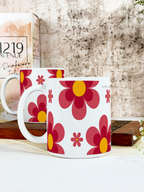 Ceramic White Mug 350ml | Retro Bloom | Pocket Picks Mugs