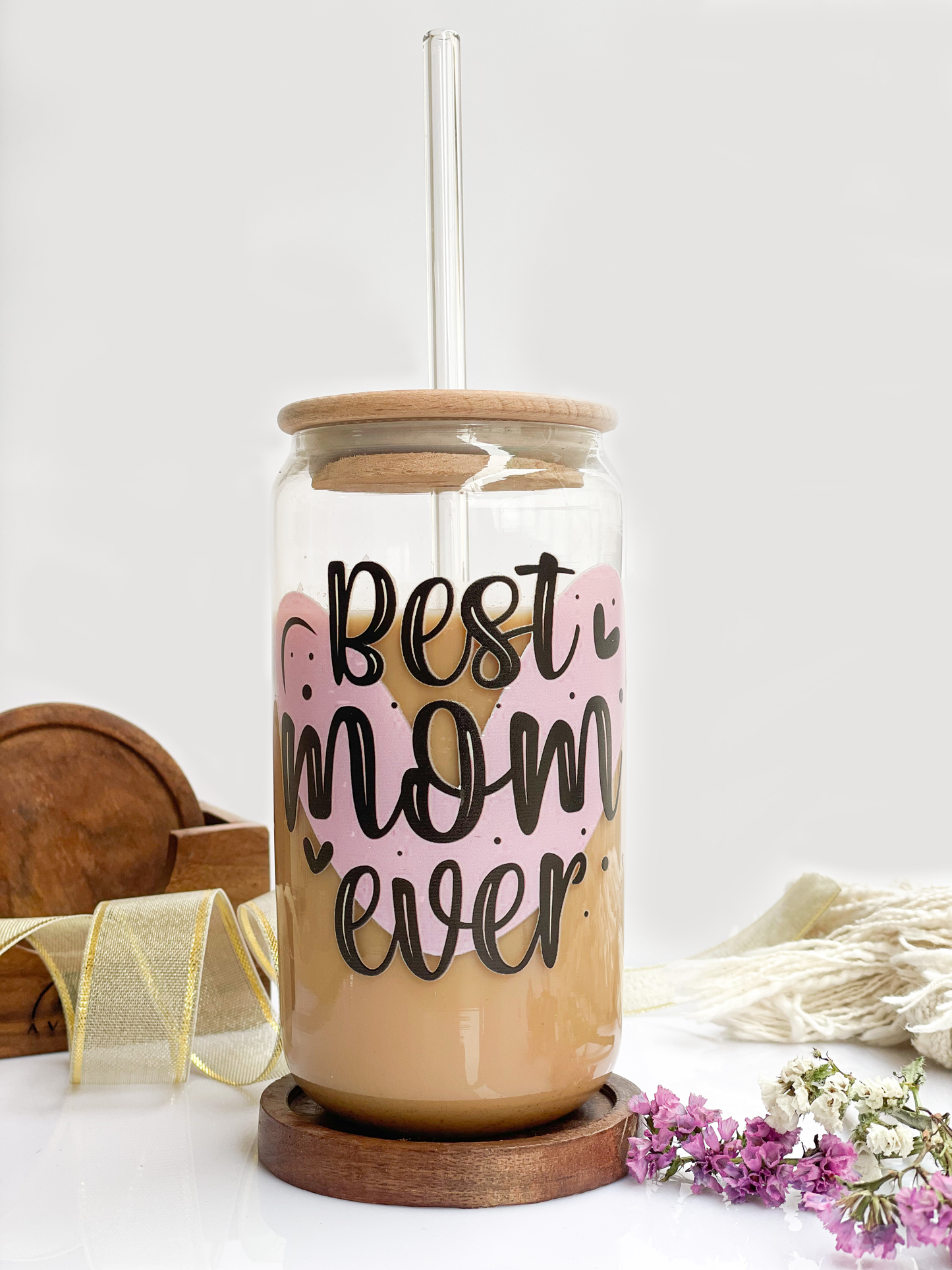 Can Shaped Sipper 500ml| Best Mom Ever Print | 18oz Can Tumbler with lid, straw and coaster.