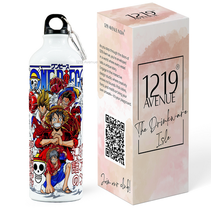 750ml Printed Hooked-Up Water Bottle | Luffy Print | For Kids, School, Sports | Sipper Bottle with Carry Hook, Durable & Stylish