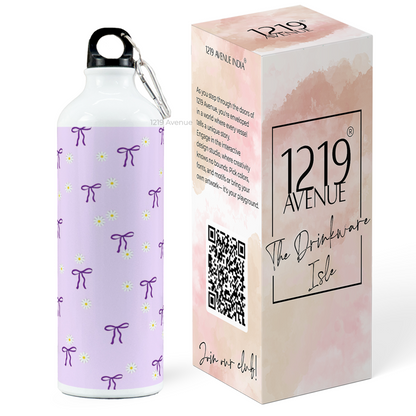 750ml Printed Hooked-Up Water Bottle | Meadows Bows Print | For Kids, School, Sports | Sipper Bottle with Carry Hook, Durable & Stylish