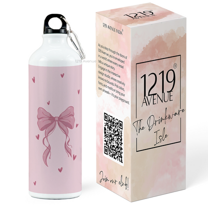 750ml Printed Hooked-Up Water Bottle | Abstract Bow Print | For Kids, School, Sports | Sipper Bottle with Carry Hook, Durable & Stylish