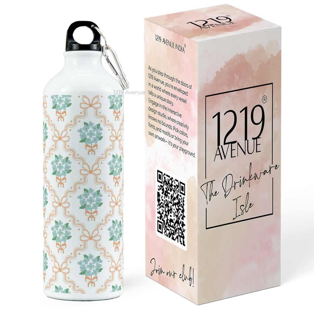 750ml Hooked-Up Water Bottle | Flower Beaut Print | Leak Proof | Printed Bottle with Carry Hook, Durable & Stylish