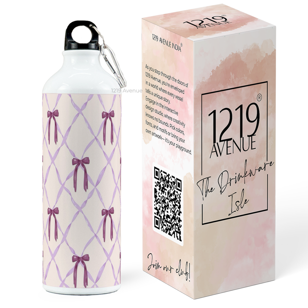 750ml Hooked-Up Water Bottle | Choq Bows Print | Leak Proof | Printed Bottle with Carry Hook, Durable & Stylish