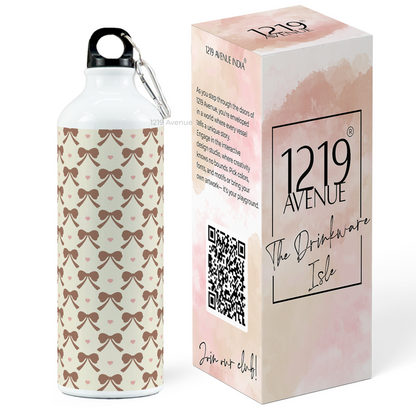 750ml Printed Hooked-Up Water Bottle | Brown-Bow Beauty Print | For Kids, School, Sports | Sipper Bottle with Carry Hook, Durable & Stylish