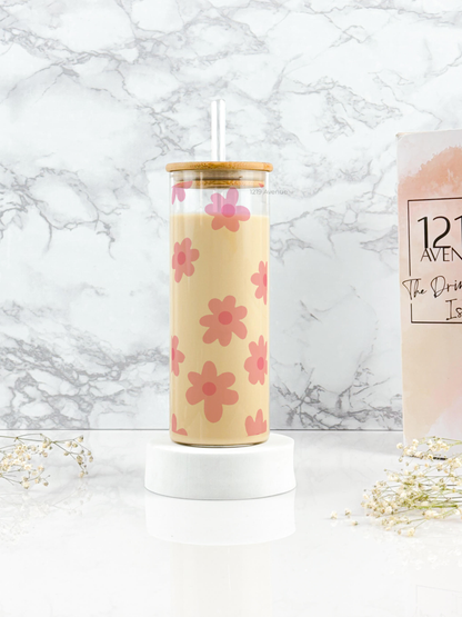 Clear Grande Sipper 650ml| Blossom Flowers  Print| 22 oz Coffee Tumbler with Straw and Lid