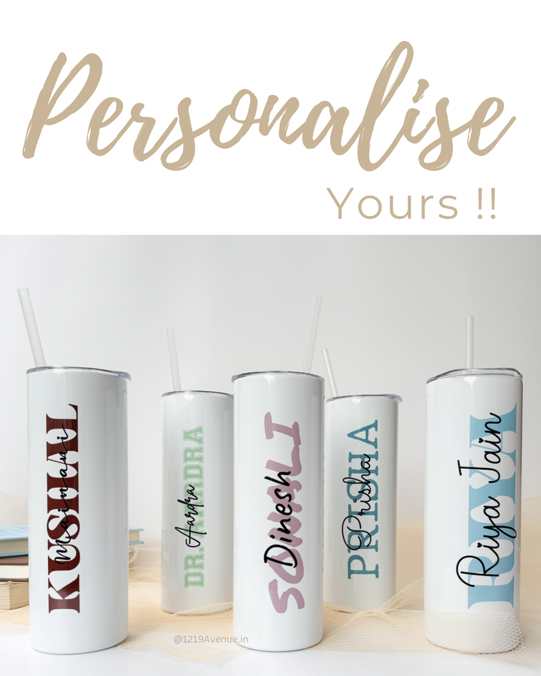 Personalized Colossal Tumbler 750ml with Silicon Straw | Signature Sip Print| Double Walled Insulated Tumbler 26oz