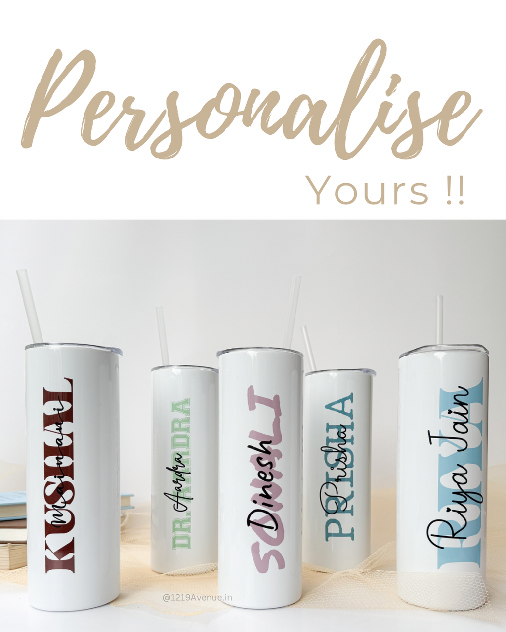 Personalized Colossal Tumbler 700ml with Straw | Signature Sip Print| Double Walled Insulated Tumbler 7-8 hrs