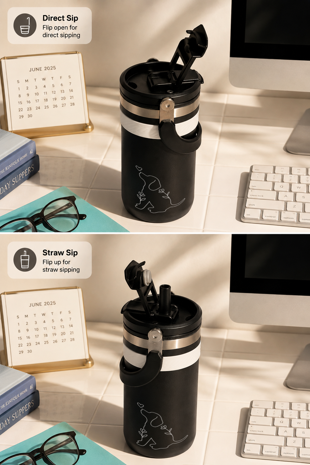 Mini Hydrator Tumbler 700ml – Paws in Bloom Print | Double Wall Vacuum Insulated Hot & Cold Bottle