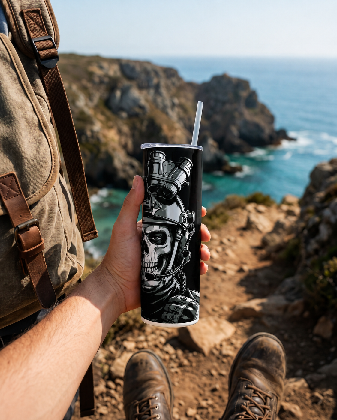 Colossal Tumbler 700ML with Straw | Ghost Protocol Print | Double Walled Insulated Hot & Cold Tumbler 7–8 Hours