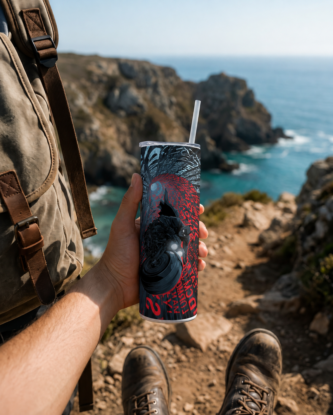 Colossal Tumbler 700ML with Straw | Knightfall Velocity Print | Double Walled Insulated Hot & Cold Tumbler 7–8 Hours