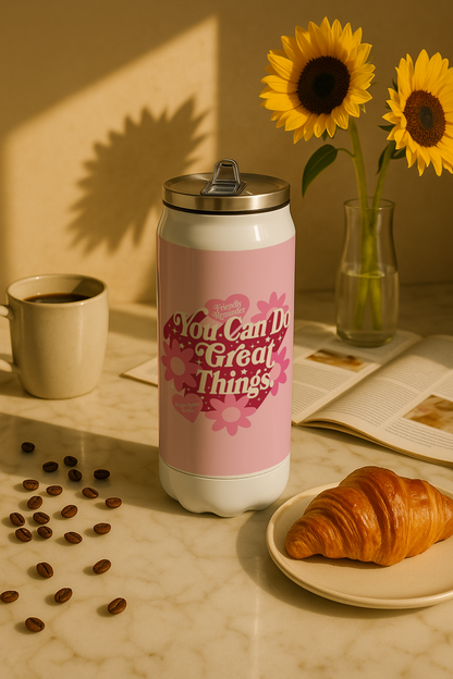 Ivora Metal Can Sipper 450 ML| Metal Cans 450 ML | Great Things Print | Double Walled Hot And Cold Tumbler