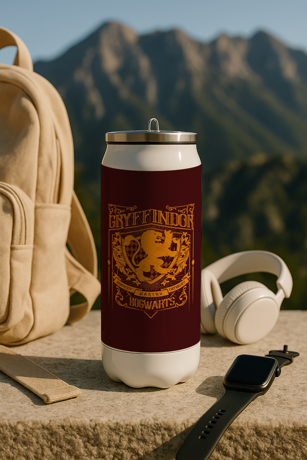 Ivora Metal Can Sipper 450 ML| Metal Cans 450 ML | Gryffindor Print | Double Walled Hot And Cold Tumbler
