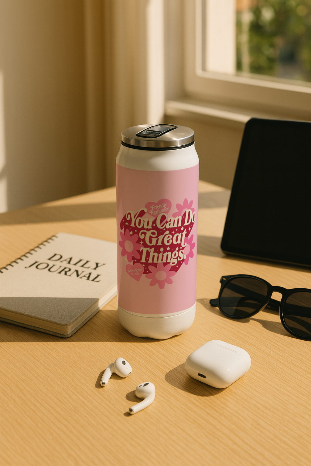 Ivora Metal Can Sipper 450 ML| Metal Cans 450 ML | Great Things Print | Double Walled Hot And Cold Tumbler