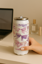 Ivora Metal Can Sipper 450 ML| Metal Cans 450 ML |Lavender Bow Charm Print | Double Walled Hot And Cold Tumbler