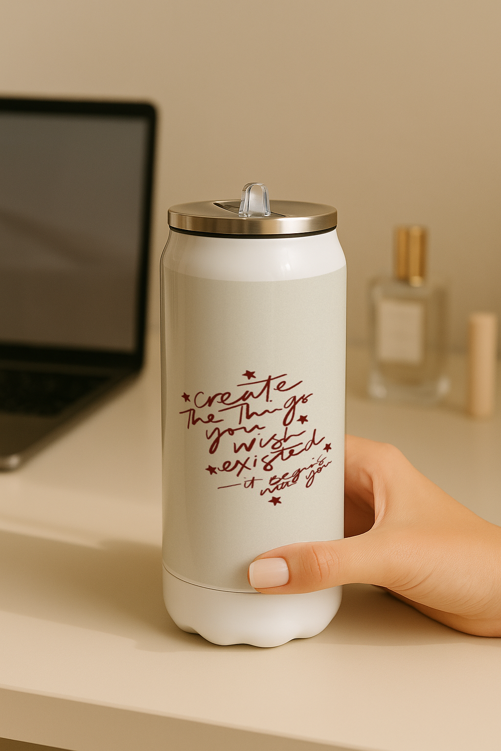 Ivora Metal Can Sipper 450 ML| Metal Cans 450 ML | Create Things Print | Double Walled Hot And Cold Tumbler