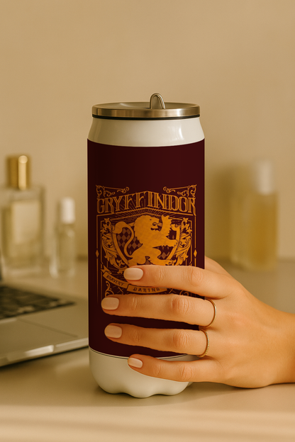 Ivora Metal Can Sipper 450 ML| Metal Cans 450 ML | Gryffindor Print | Double Walled Hot And Cold Tumbler