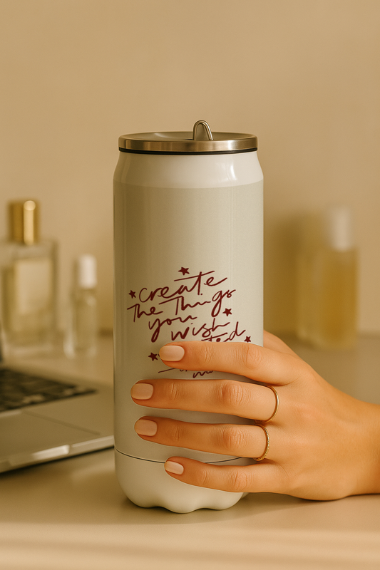 Ivora Metal Can Sipper 450 ML| Metal Cans 450 ML | Create Things Print | Double Walled Hot And Cold Tumbler