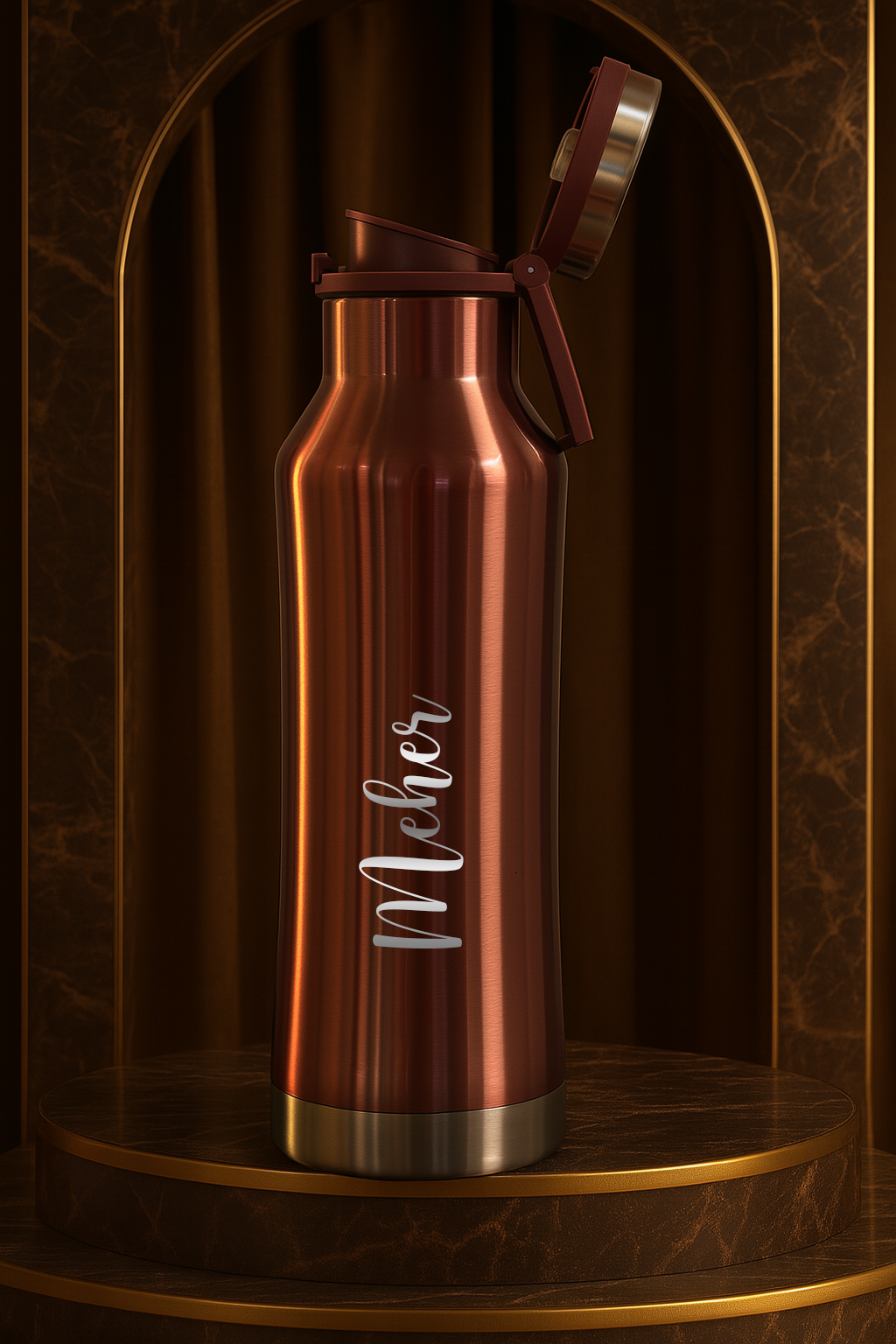 Personalized Elora Flip Top Lock Insulated Bottle – 750ml & 1000ml | 12hrs+ Hot & Cold | Premium Gifting | 3 Stunning Colors| 1 litre bottles