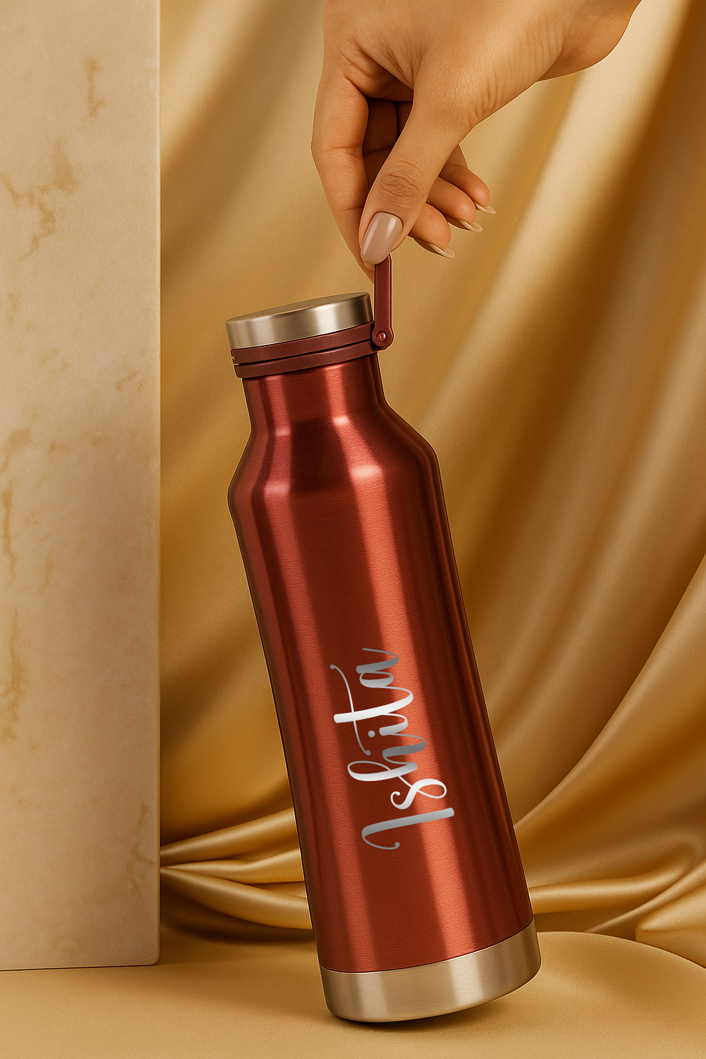 Personalized Elora Flip Top Lock Insulated Bottle – 750ml & 1000ml | 12hrs+ Hot & Cold | Premium Gifting | 3 Stunning Colors| 1 litre bottles