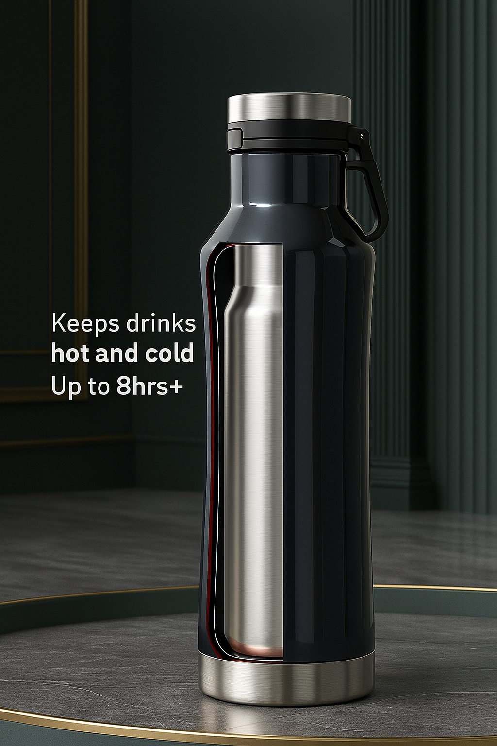 Personalized Elora Flip Top Lock Insulated Bottle – 750ml & 1000ml | 12hrs+ Hot & Cold | Premium Gifting | 3 Stunning Colors| 1 litre bottles