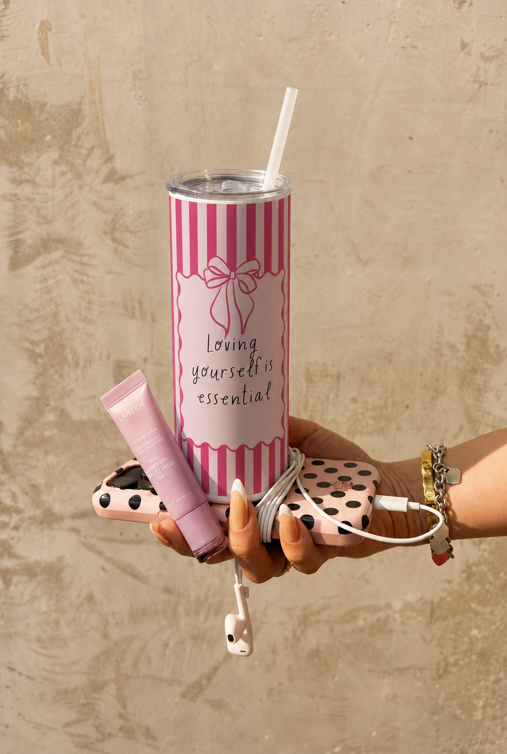 Colossal Tumbler 700ML with Straw | Self Love Candy Print | Double Walled Insulated Hot & Cold Tumbler 7–8 Hours